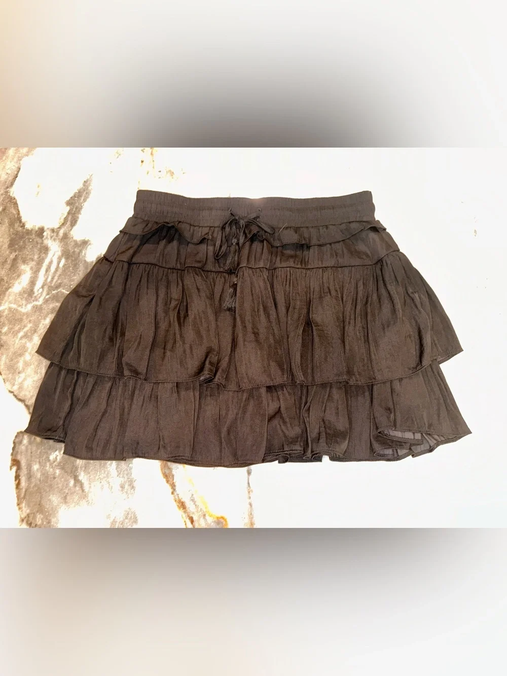 Day + Moon Size Large Black‎ Tiered Ruffle Mini Skort Boutique